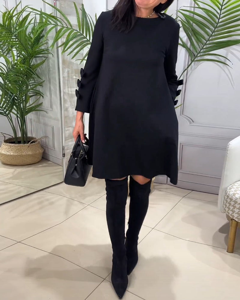 Casual Long Sleeve Knee Length Dress