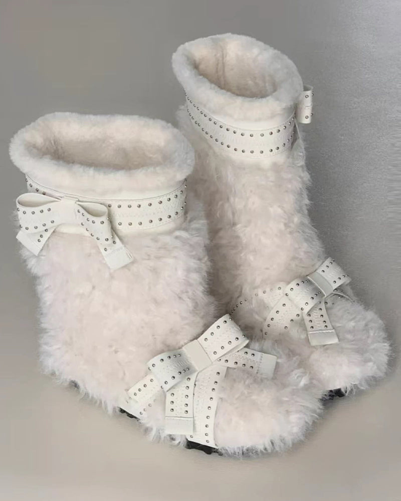 Women's Fur Lined Flat Snow Boots
