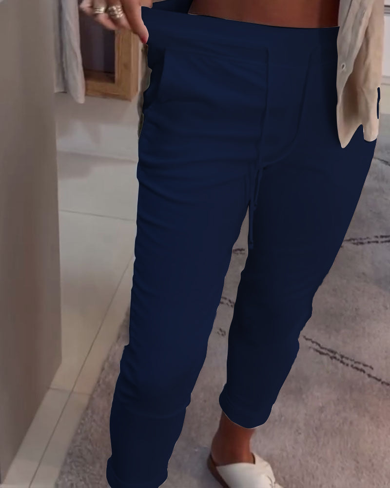 Aumora Drawstring Casual Pencil Pants