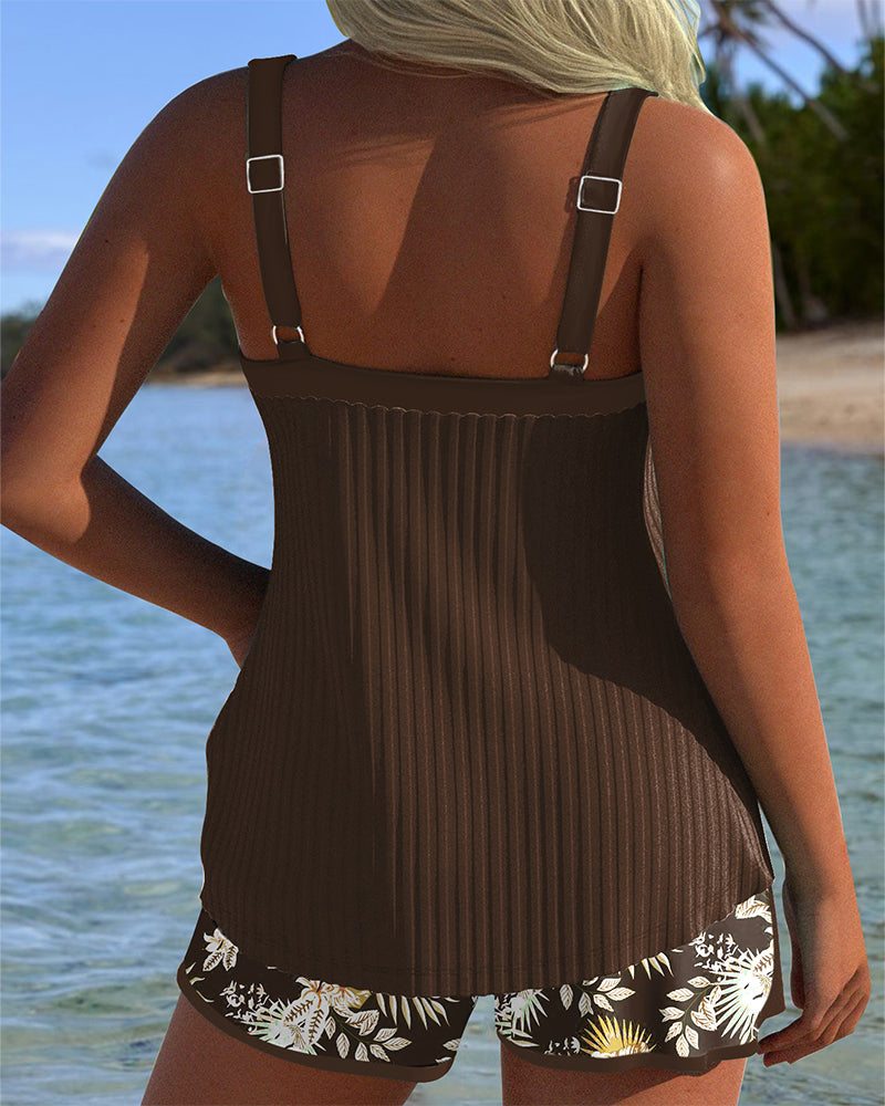Aumora Striped Two-Piece Beach Shorts Tankini