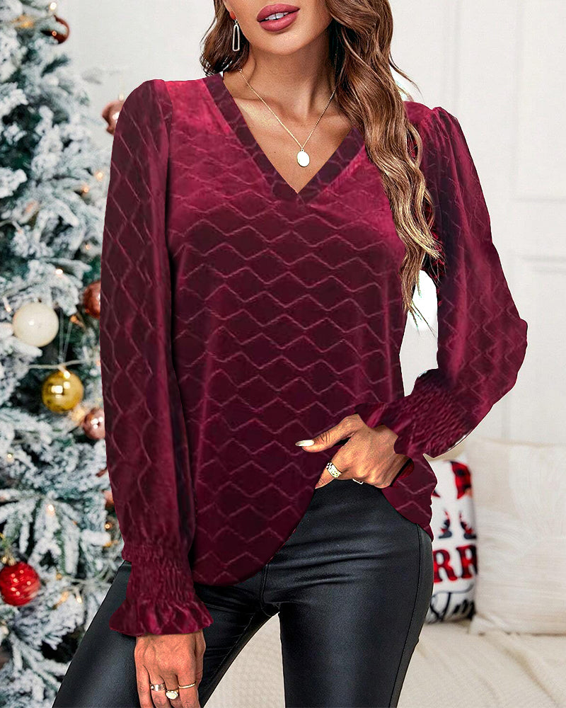 elegant Long sleeve V neck top