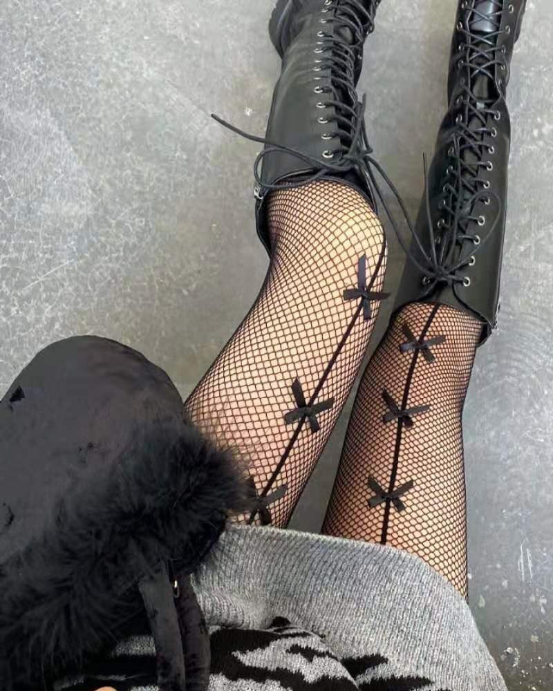 Women's Bow Decor Fishnet Tights