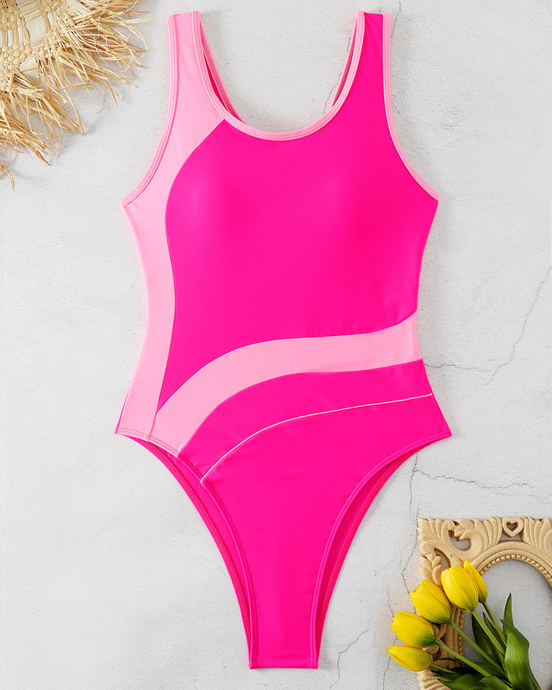 Fashionable one-piece swimsuit in contrasting colors