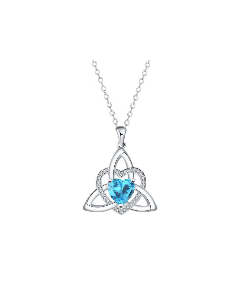 Birthstone Celtic Trinity Knot Heart Necklace✨ Heart Shape Celtic Trinity Knot Birthstone Pendant