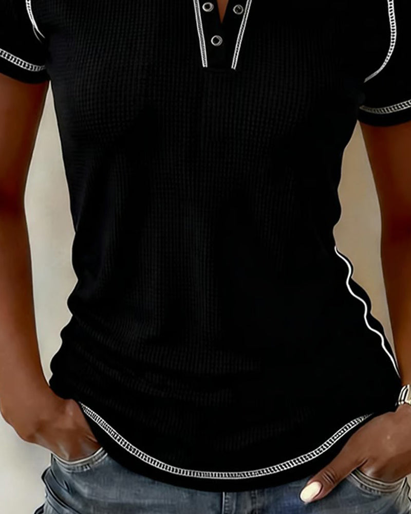 Waffle Knit Henley T-Shirt