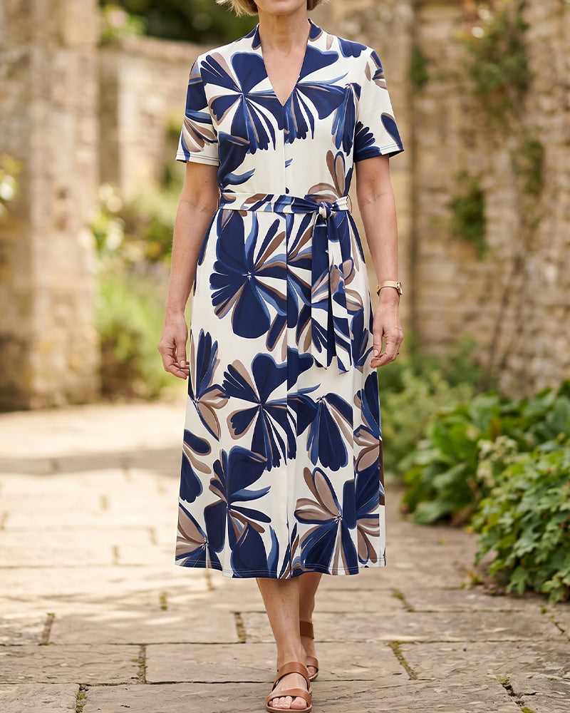 Elegant Floral Print Sleeveless Dress