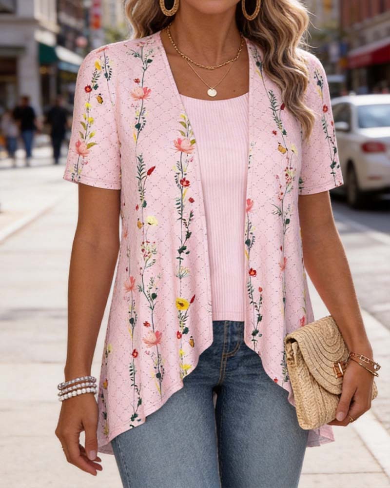 Fake Two Piece Floral Blouse