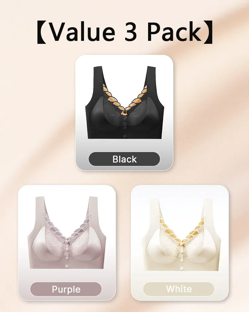 Front Buckle Satin Lace Bra