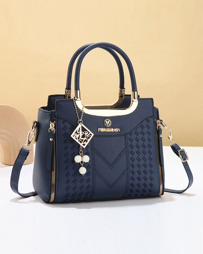 Women's V-Stitched Top-Handle Satchel Bag