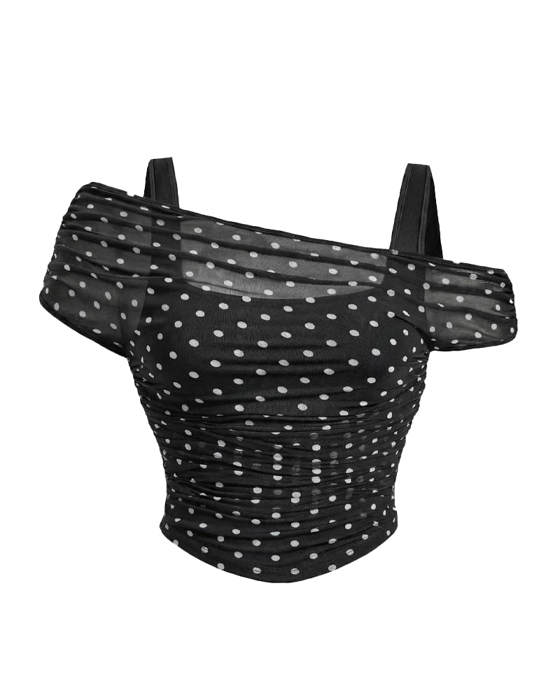 Mesh Ruffle Cami Blouse