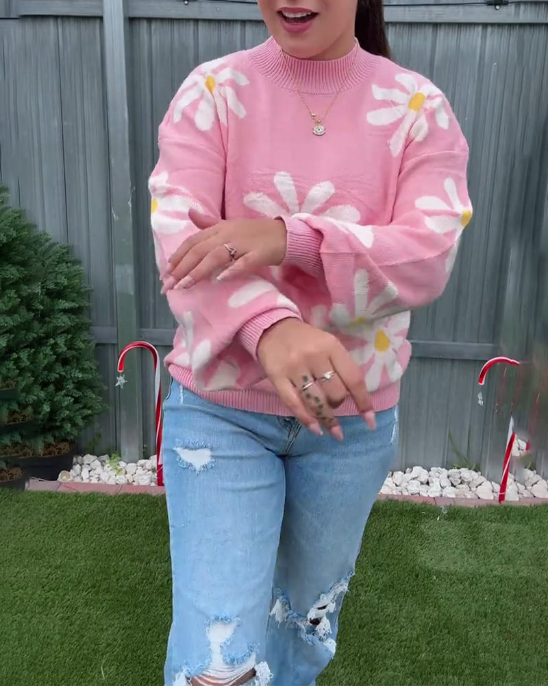 Jacquard Fashion Round Neck Pullover