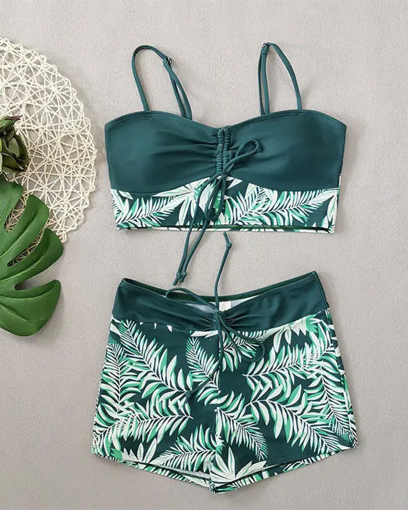 High-Waisted Boyleg Printed Bikini