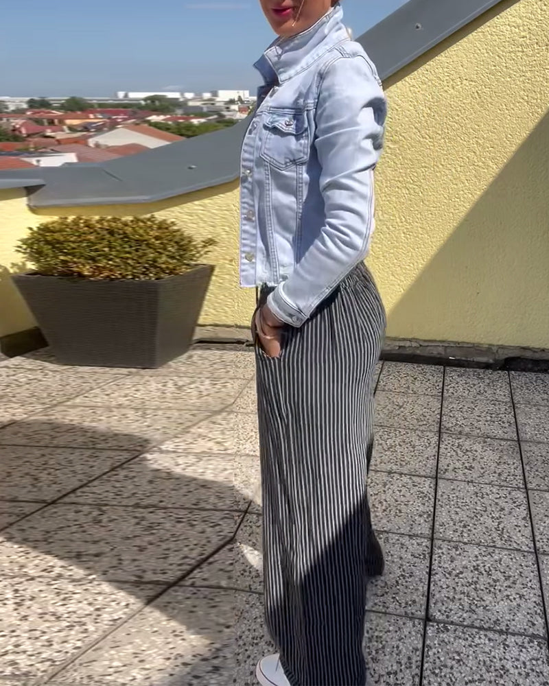 Loose casual striped straight pants