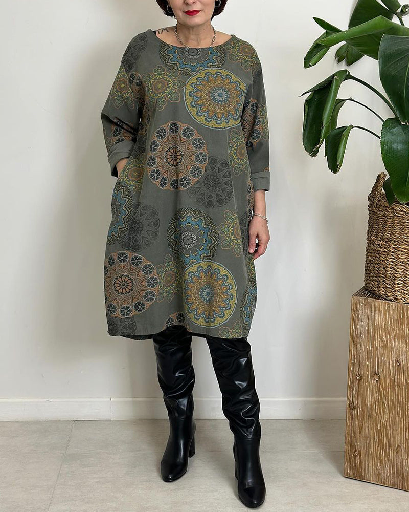 Ethnic style pocket dress