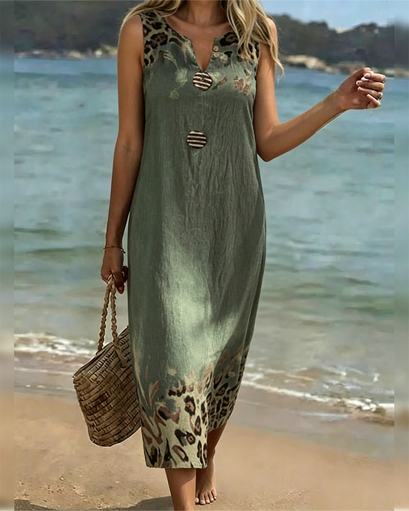 Sleeveless Leopard Print Casual Dress