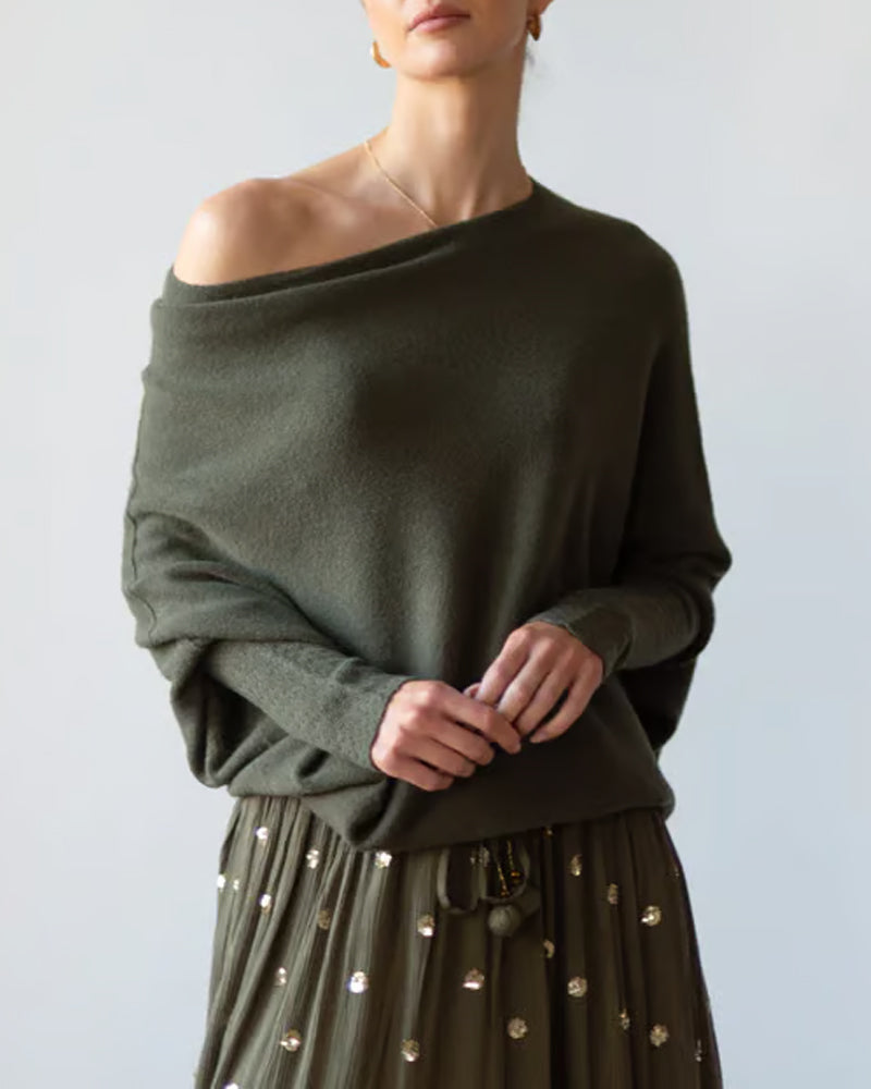 Innovative Asymmetric Draped Knitwear Apparel