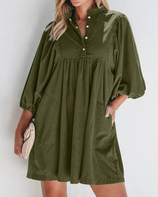 Plain Corduroy Mini Dress