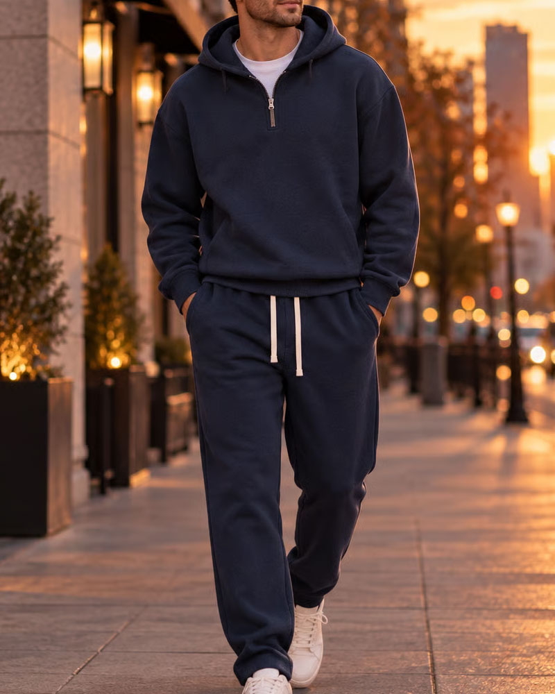 Half-Zip Hooded Sweatshirt Set
