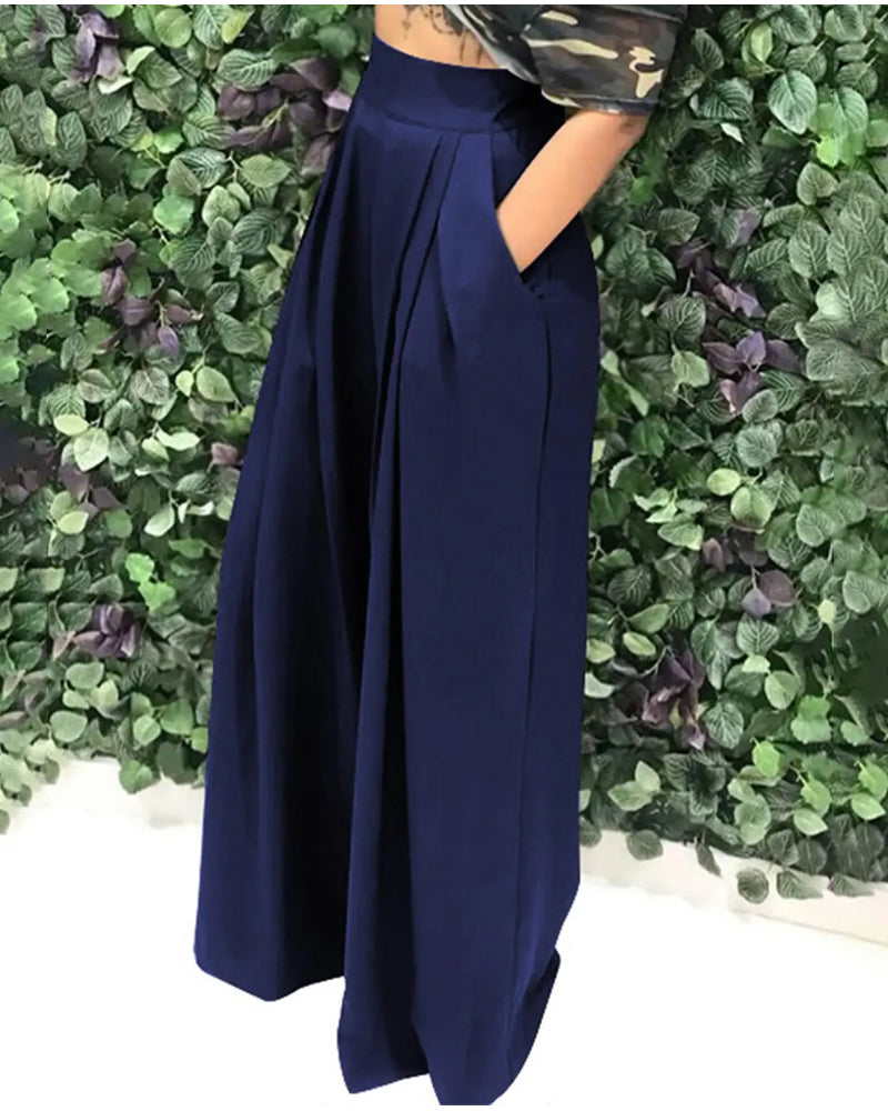 High-Waist Pleated Wide-Leg Pants