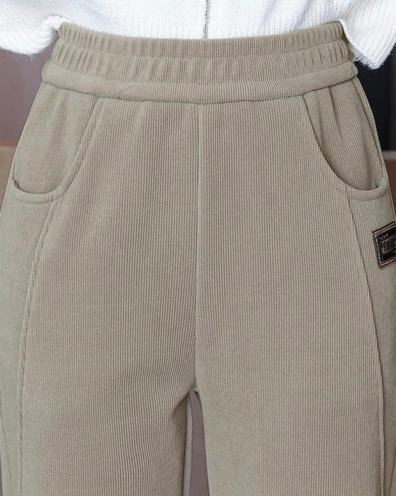 Warm High-Waisted Trousers With A Wool Lining