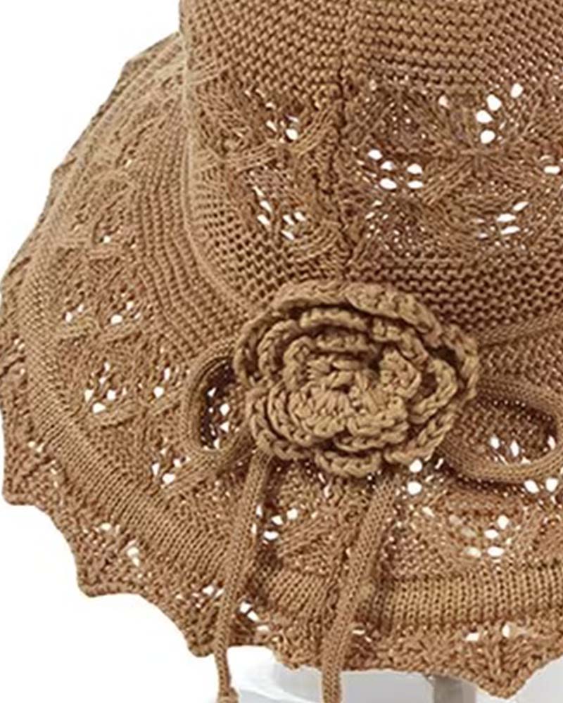 Women's Crocheted Flower Fisherman's Hat
