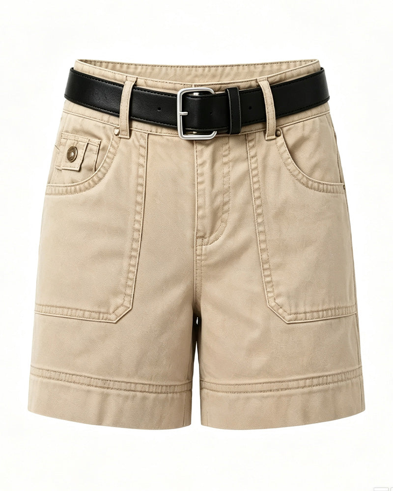 Mid-Rise Solid Color Shorts