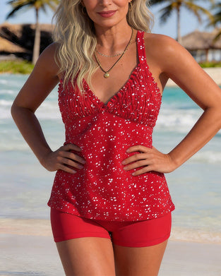 Splash Print V-Neck Tankini