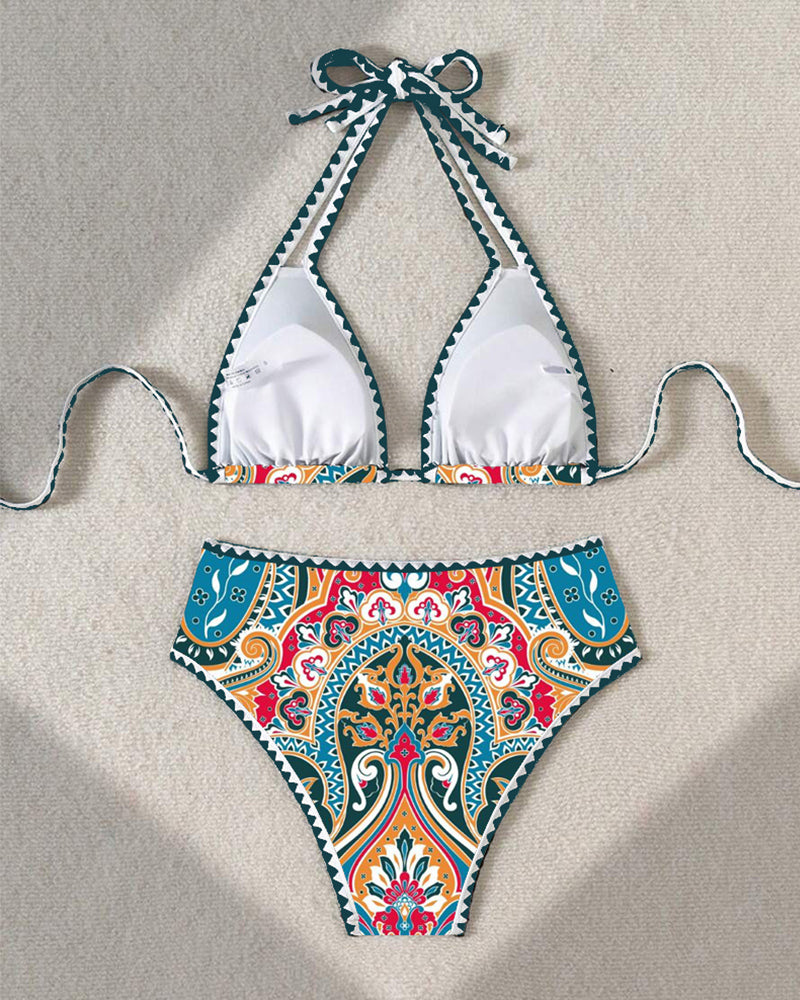 Sexy Bra-Style Printed Triangle Swimsuit