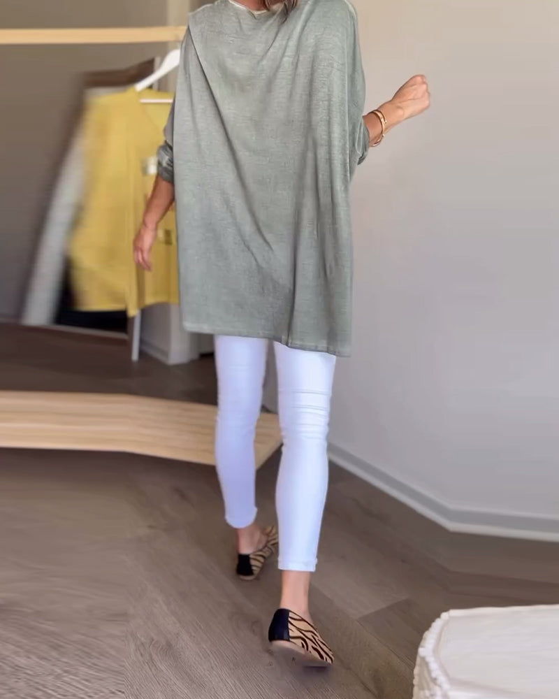 Long sleeve round neck letter print top