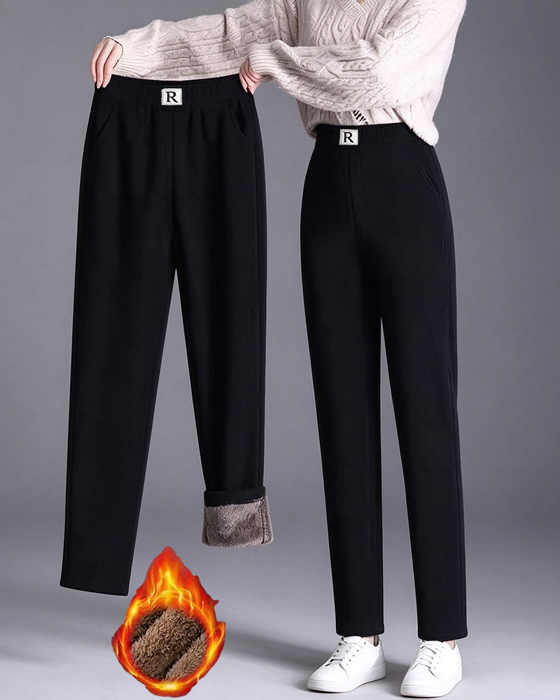 High Waist Fleece-Lined Thickened Jogger Pants