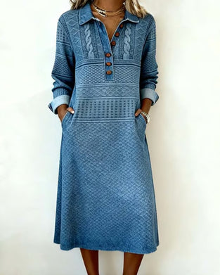 Fashionable Half Button Lapel Dress