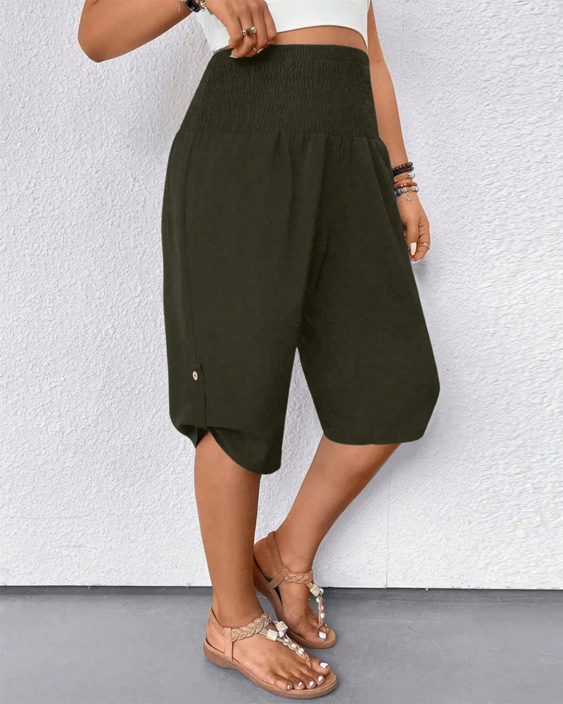 Solid Side Slit Casual Bermuda Pant
