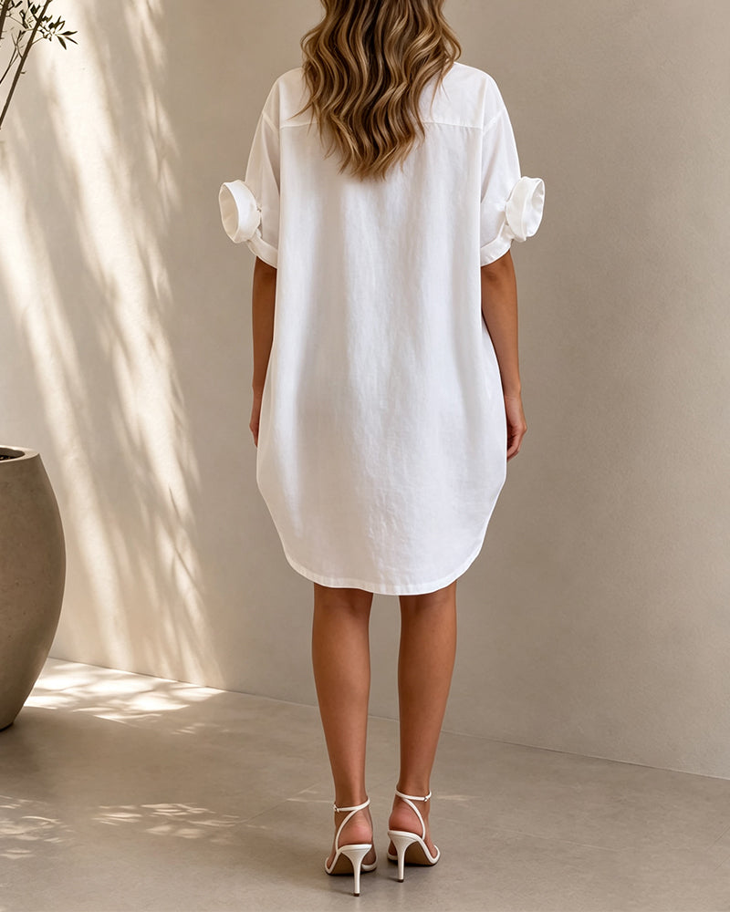 Shirt Collar Solid Casual Dress