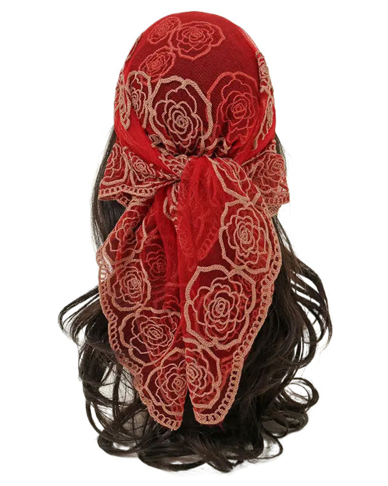 Floral Mesh Scallop Design Bandana