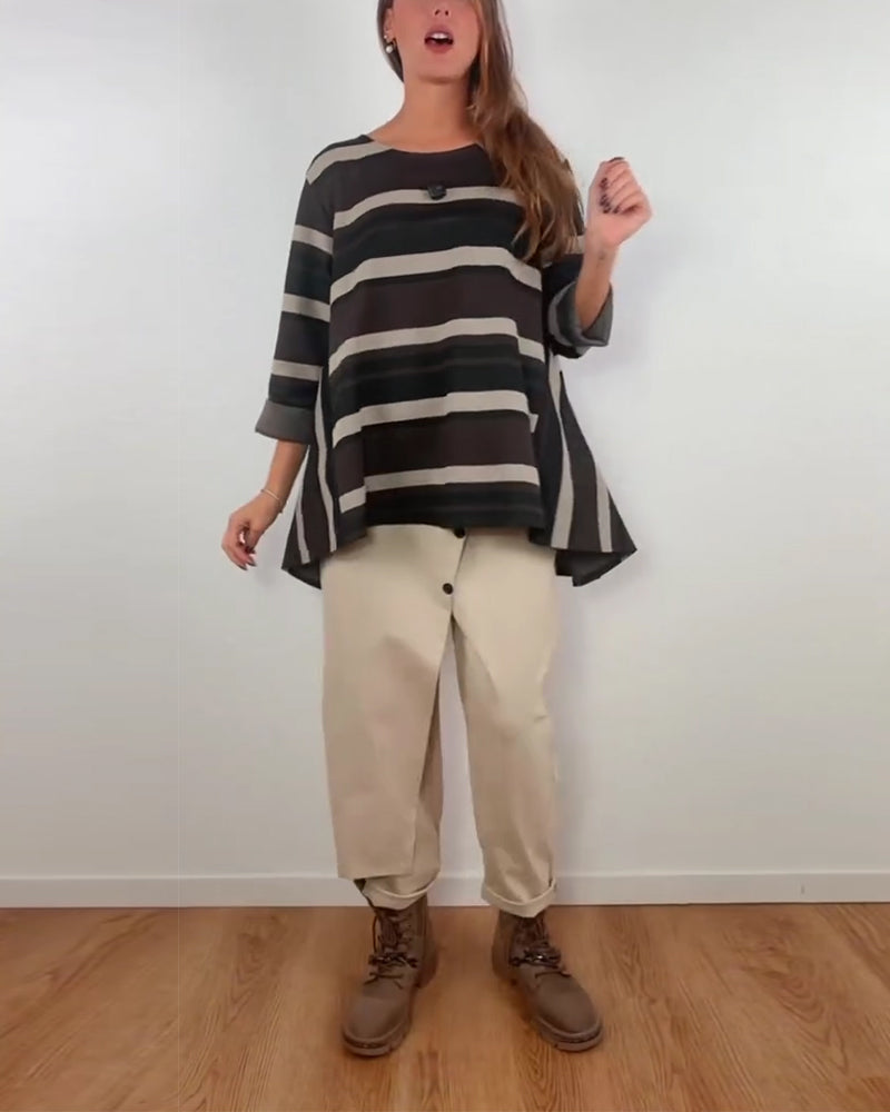 Designer-Style Irregular-Cut Carrot Pants