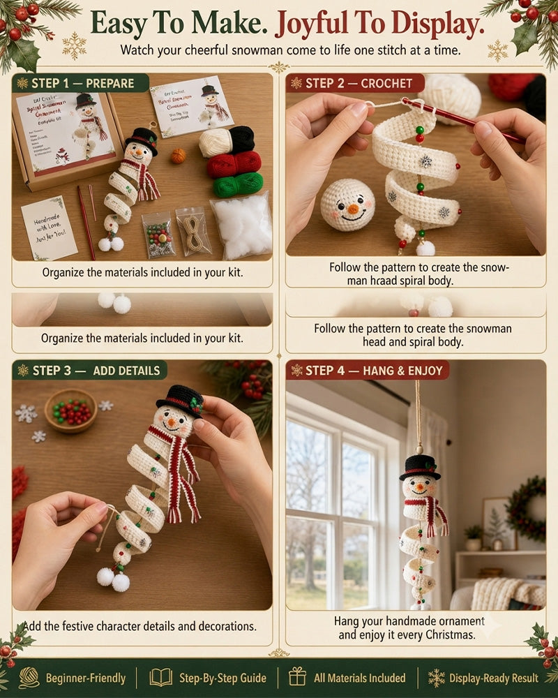 ☃️ DIY Spiral Crochet Snowman Kit