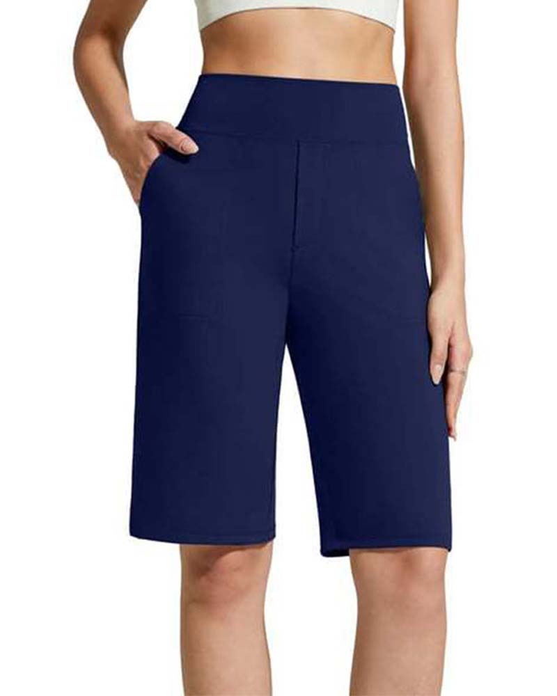 Solid Color High Waisted Straight Leg Pants