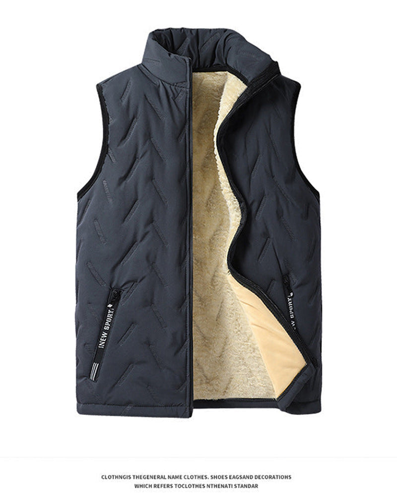 Unisex Winter Warm Casual Sleeveless Quilted Vest With Fleece Lining