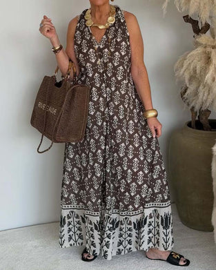 V-Neck Halter Elegant Maxi Dress