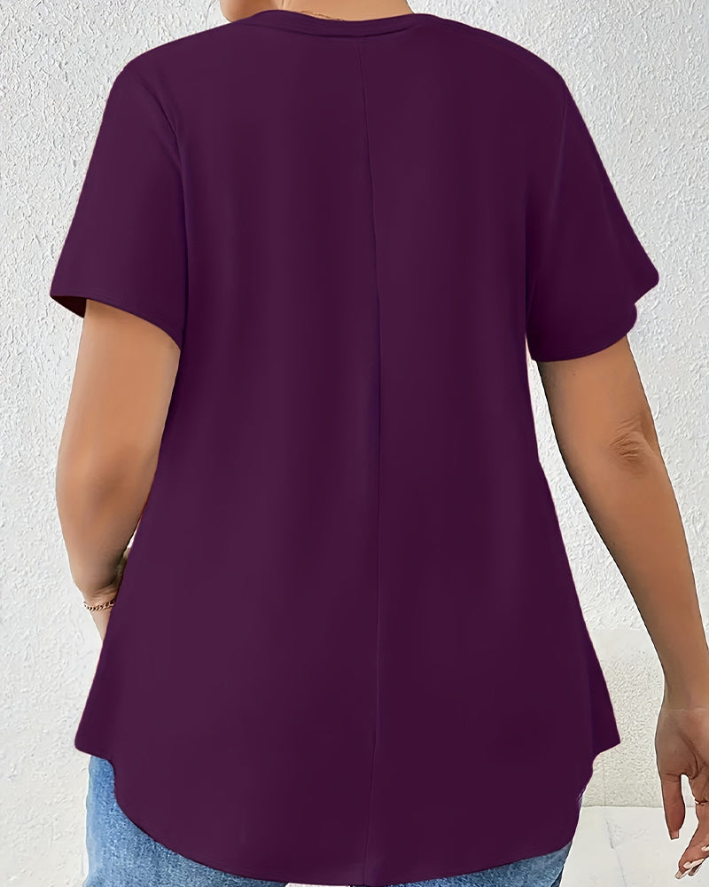 Solid Short Sleeve Crisscross Strap T-Shirt