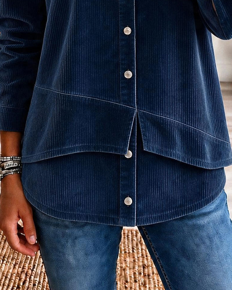 Corduroy Asymmetric Hem Blouse