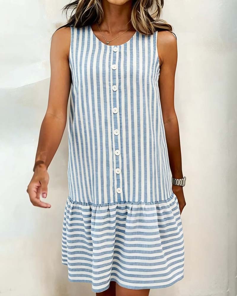 Sleeveless Striped A-line Dress