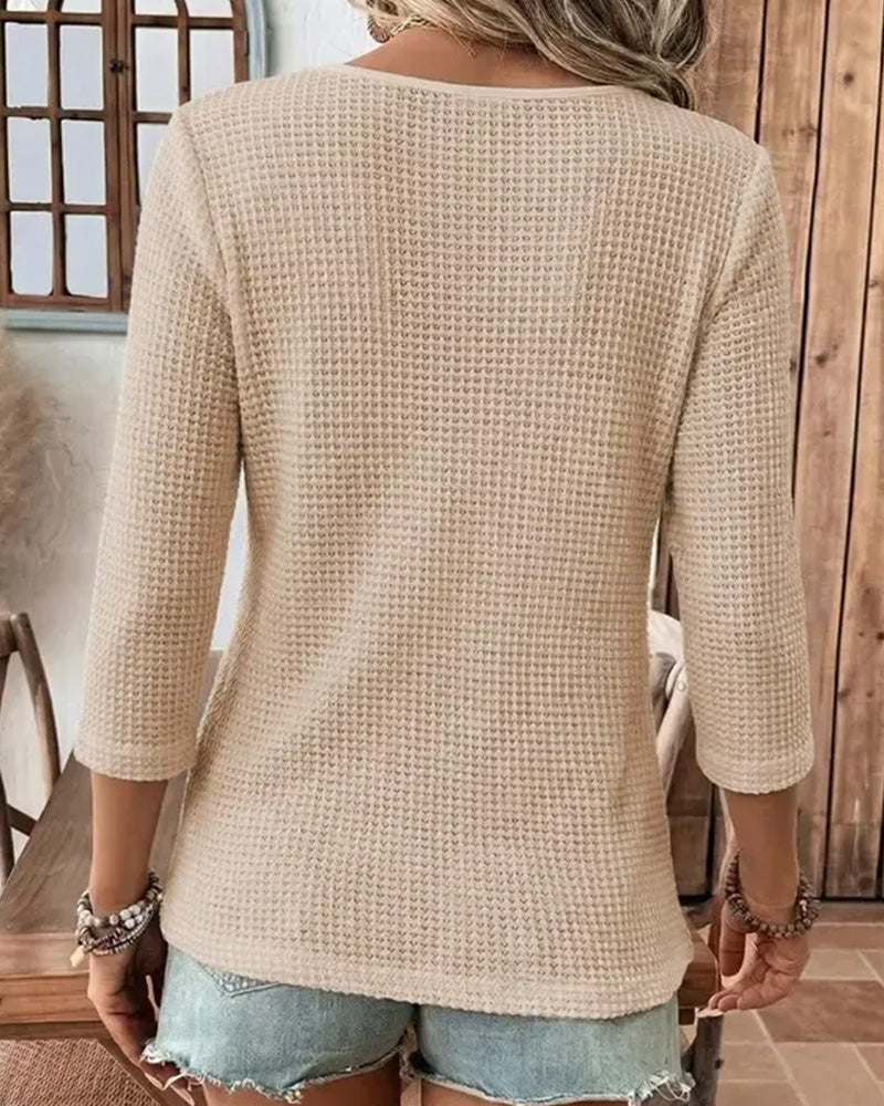V-Neck Casual Solid Blouse
