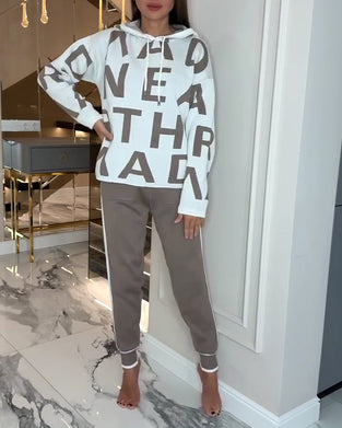 Hooded Letter Fashion Two-Piece Set