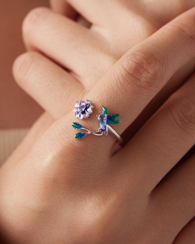 Flower & Bird Adjustable Ring