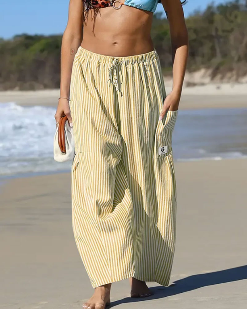 Casual Plaid Print Cropped Pants