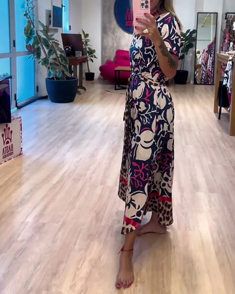 V-Neck Tie-Waist Holiday Dress