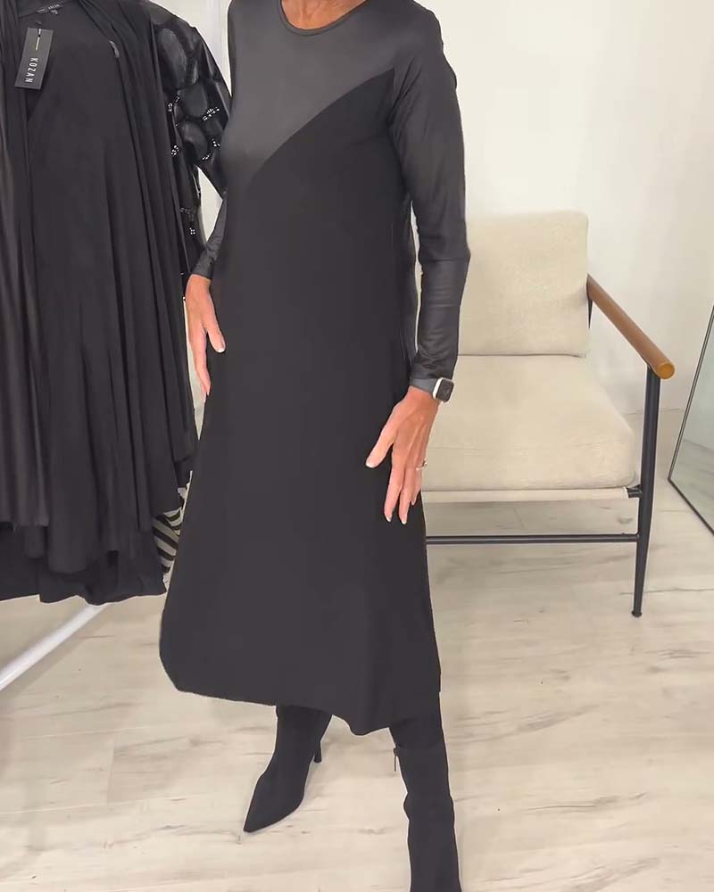 Bias Cut Patchwork Long Dress