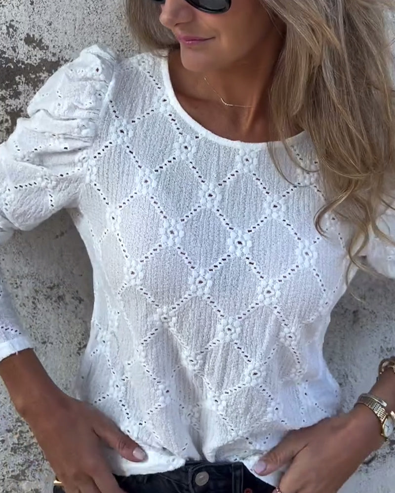 Puff Sleeve Cutout Blouse