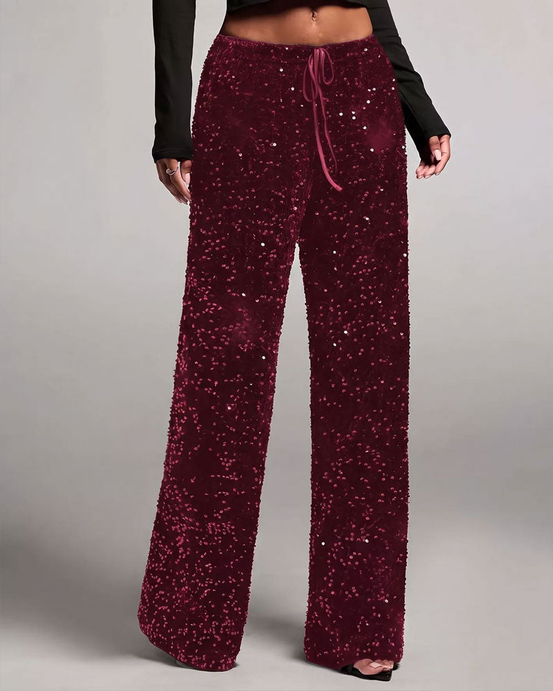 Fashionable Drawstring Straight-Leg Pants